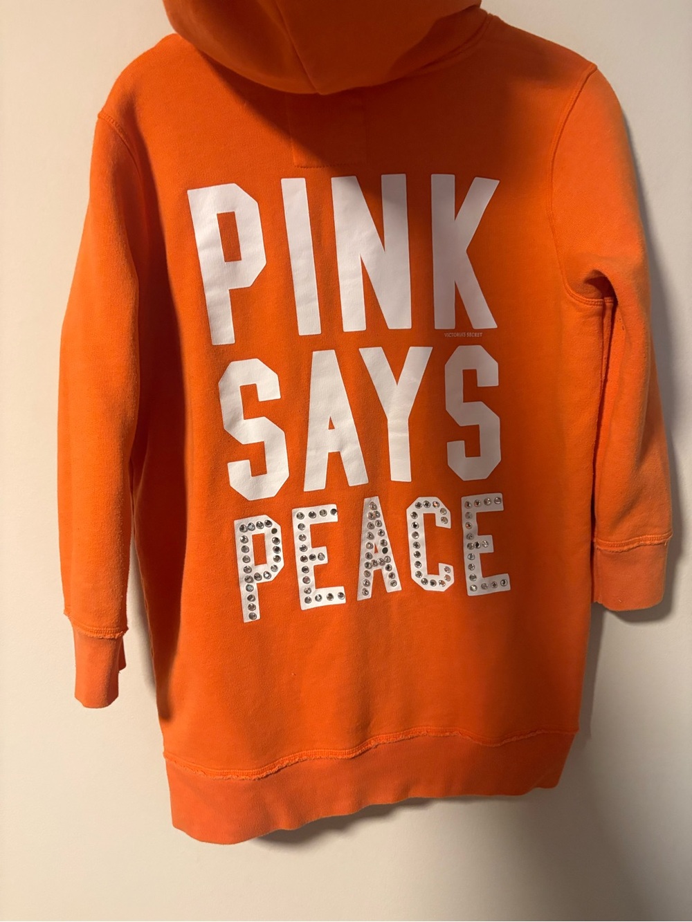 Vs Pink Y2K Vintage 3/4 Sleeve Bling Hoodie Large